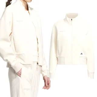 【adidas 愛迪達】LOUNGE DK JKT 女款 白色 休閒 運動 立領 外套 IP0758