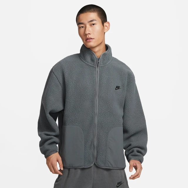 NIKE 耐吉 仿羊羔絨外套_男_灰色_AS M NK CLUB+ SHERPA WNTR JKT(FB8387068)