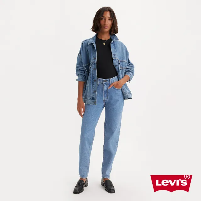 【LEVIS】女 上寬下窄 80年復古高腰寬鬆版牛仔褲/淺藍水洗/及踝款 彈性布料 熱賣單品 A3506-0017