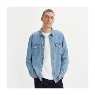 【LEVIS 官方旗艦】男款 寬鬆版牛仔襯衫 / 經典藍 上衣 熱賣單品 A1919-0035