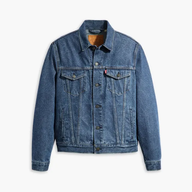 【LEVIS】男款 TYPE 3經典修身牛仔外套 / 提花壓印 / 藍 熱賣單品 72334-0408