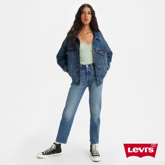 【LEVIS 官方旗艦】女 501Crop高腰合身直筒牛仔長褲/精工中藍染刷白/及踝款/彈性布料 熱賣單品 36200-0291