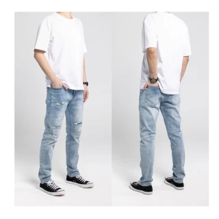 【Last Taiwan Jeans】個性破壞 彈力窄管牛仔褲﹝四款任選﹞(割破藏布、潑漆破壞、割破刷白)