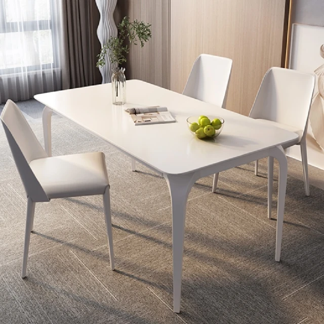 Taoshop 淘家舖 奶油風純白色岩板餐桌椅輕奢義式長方形2023年網紅新款進口高端(130 x 70 cm)