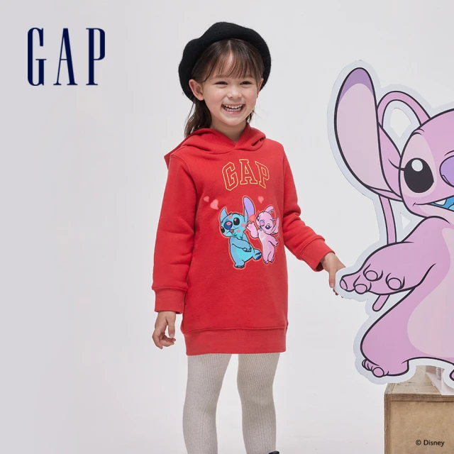 GAP 女幼童裝 Gap x 史迪奇聯名 Logo印花刷毛連