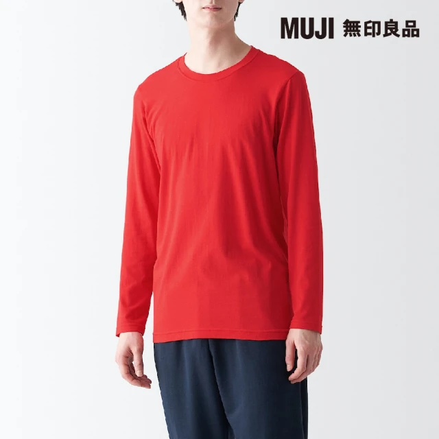 MUJI 無印良品 男棉混保暖圓領長袖T恤(紅色)