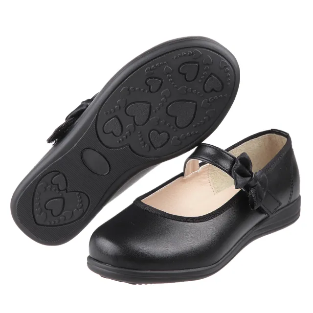 【布布童鞋】台灣製黑色蝴蝶結圓頭公主鞋學生鞋(T3N365D)