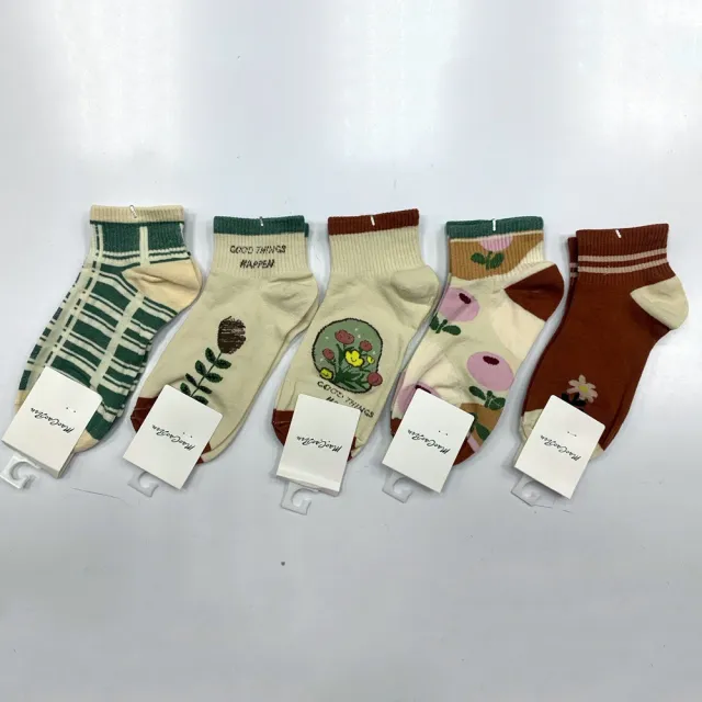 【Socks Form 襪子瘋】5雙組-100%純棉日系短襪(踝襪/棉襪/船型襪/女襪)