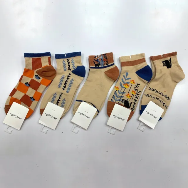 【Socks Form 襪子瘋】5雙組-100%純棉日系短襪(踝襪/棉襪/船型襪/女襪)