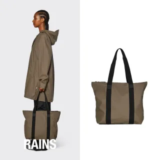 【RAINS官方直營】Tote Bag Rush 防水休閒簡約肩背托特包(Wood 橡果棕)