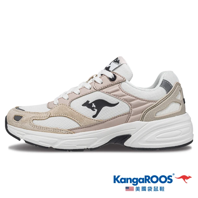 KangaROOS 女 EXO 2 復古跑鞋 避震支撐 防臭鞋墊(白/奶茶-KW41261)