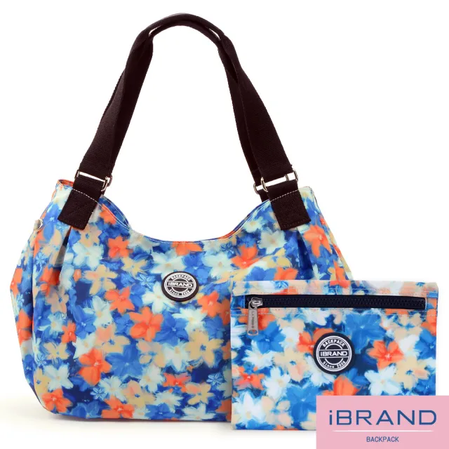 【iBrand】雙11 輕盈防潑水大容量彎月側背包(防水包 漫漫花朵)