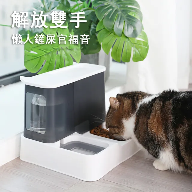 【Tinypet】寵物餵食器飲水機一體機(大容量防漏水一體雙碗)