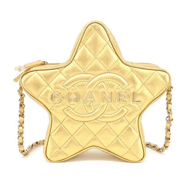 【CHANEL 香奈兒】Star Handbag 經典雙C LOGO小羊皮星星肩背/斜背包
