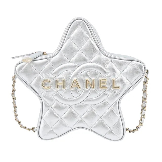 【CHANEL 香奈兒】Star Handbag 經典雙C LOGO小羊皮星星肩背/斜背包