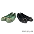 【TINO BELLINI 貝里尼】巴西進口金屬鍊飾娃娃鞋FWBT034-1(黑色)