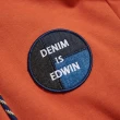 【EDWIN】男裝 再生系列 圓徽章圖騰連帽長袖T恤(中灰桔)