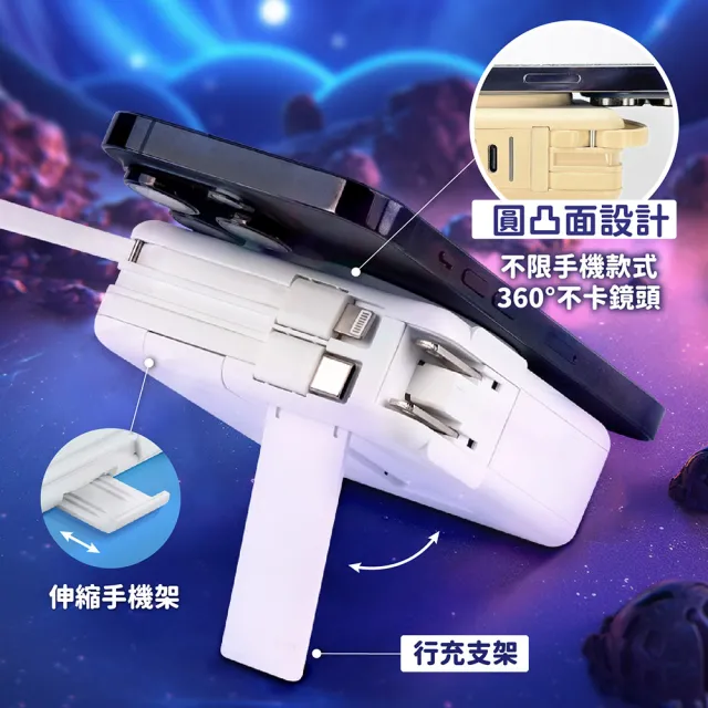 【Dodo house 嘟嘟屋】10000mAh 行動電源22W(無線快充/Type-C/手機支架)