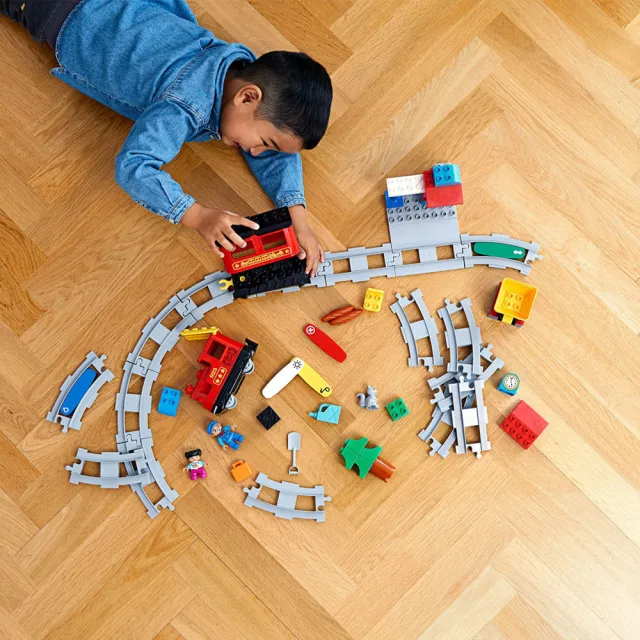 【LEGO 樂高】得寶系列 10874 蒸汽列車(火車積木 幼兒玩具 DIY積木 男孩玩具 女孩玩具)