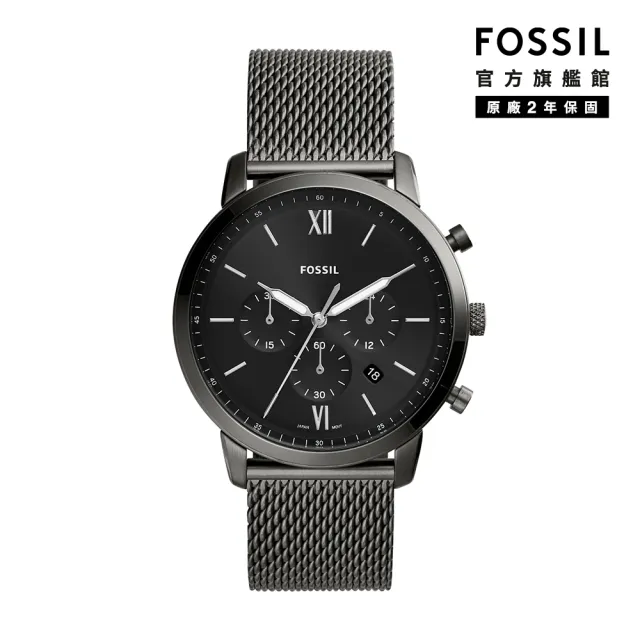 【FOSSIL】Neutra Chrono 新雅仕三眼計時指針手錶 槍灰不鏽鋼鍊帶 44mm FS5699()