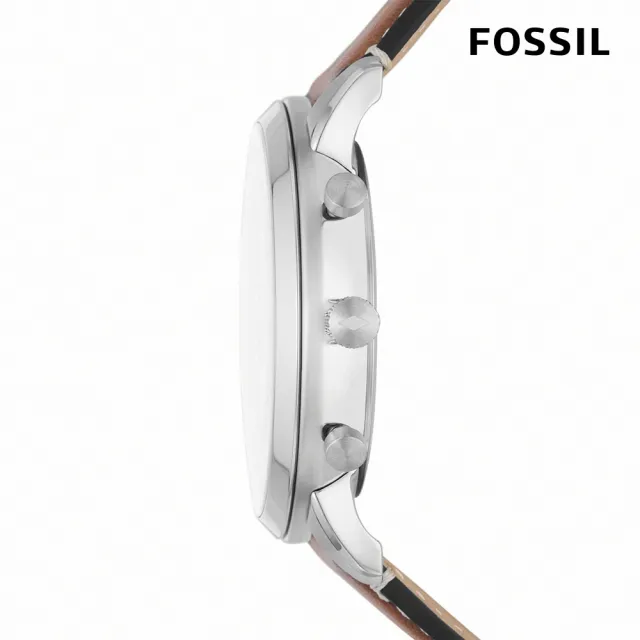 【FOSSIL 官方旗艦館】Neutra 美式摩登三眼計時指針手錶 棕色真皮錶帶 44MM FS5963