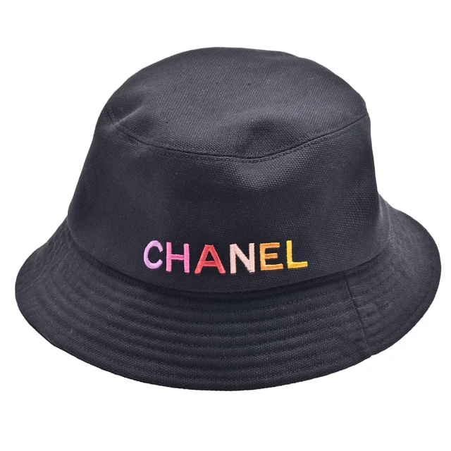 CHANEL 香奈兒 經典彩色刺繡品牌LOGO漁夫帽(黑色AA9703-BLK)
