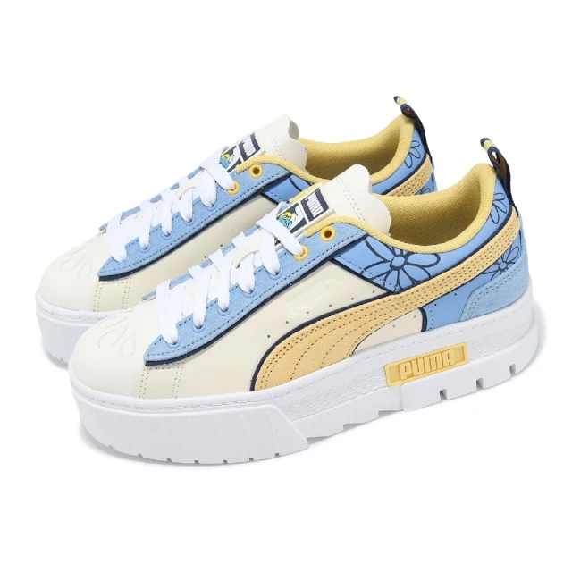 PUMA X THE SMURFS 休閒鞋 Mayze 女鞋 藍 黃 白 藍色小精靈 聯名 厚底(394874-01)