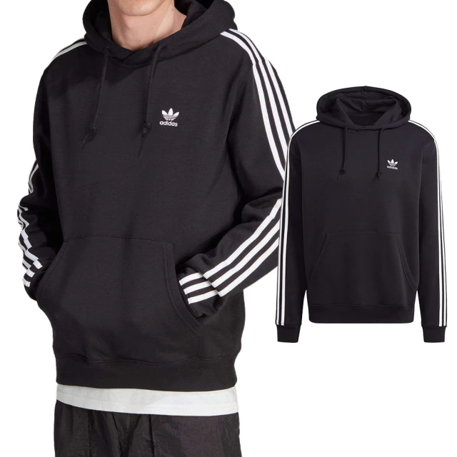 adidas 愛迪達 3-Stripes Hoodie 男款 黑色 刷毛 保暖 連帽 外套 IM2088