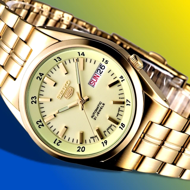 SEIKO 精工SEIKO 精工 手錶 金鷹全銀光面日本製5號自動機械腕錶-全IP金/SNK578J1(保固二年)