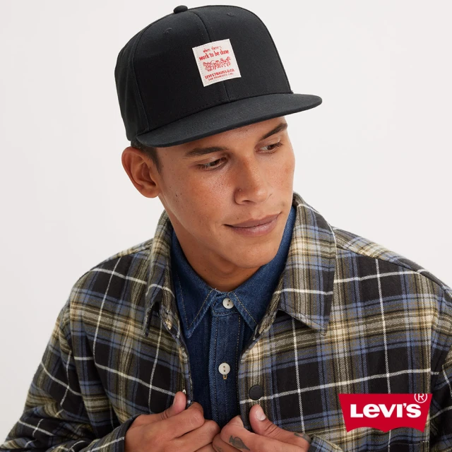 LEVIS 男女同款 可調式工裝版帽 / 雙馬標誌布章 / 黑 人氣新品 D7820-0003