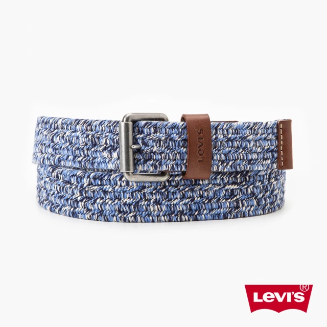 LEVIS 男款 編織免打洞皮帶 / 精工Logo浮雕釦頭 藍 人氣新品 D7775-0004