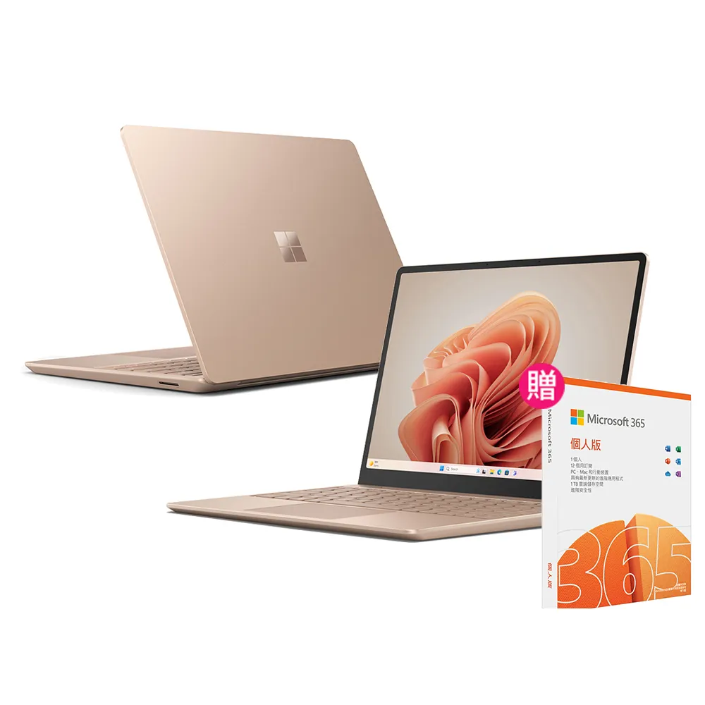 【Microsoft 微軟】M365個人版★12.4吋i5輕薄觸控筆電-砂岩金(Surface Laptop Go3/i5-1235U/8G/256GB/W11)