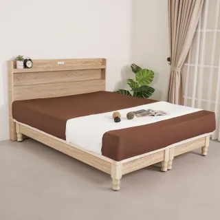 【Homelike】夏莉附插座床架組-雙人5尺(床頭片+床架)