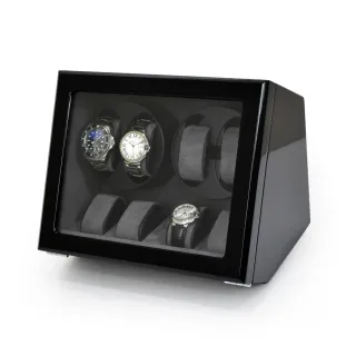 【P&W】手錶自動上鍊盒 4+4支裝 5種轉速 木質鋼琴烤漆 玻璃鏡面 錶盒(機械錶專用 錶盒 上鍊盒 上鏈盒)