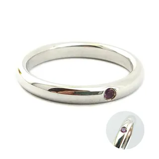 【Tiffany&Co. 蒂芙尼】925純銀-鑲紅色寶石環型圓戒(展示品)