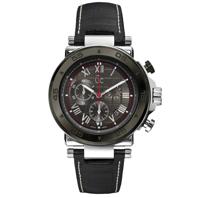 【Gc】精密堡壘三眼計時都會腕錶-皮帶-黑-SWISS MADE(X90004G5S)