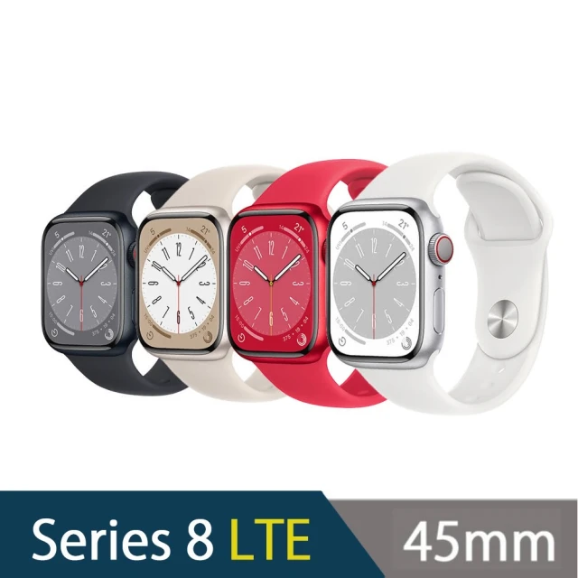 AppleApple Apple Watch S8 LTE版 45mm(鋁金屬錶殼搭配運動型錶帶)