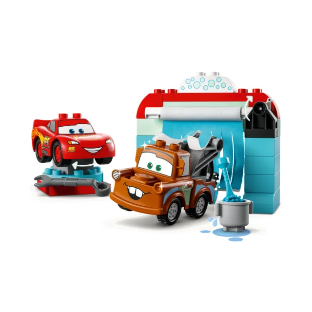 【LEGO 樂高】得寶系列 10996 Lightning McQueen & Mater’s Car Wash Fun(閃電麥坤玩具 幼兒積木)