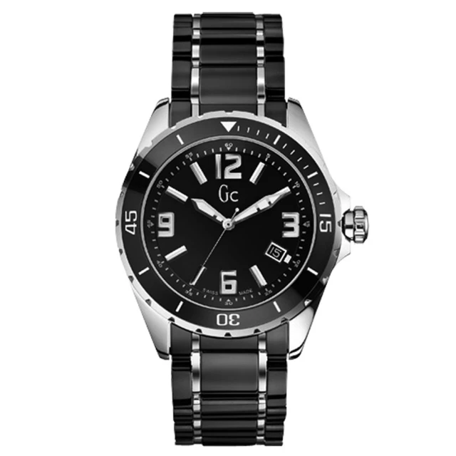 【Gc】時尚紳士日期陶瓷腕錶-銀黑-SWISS MADE(X85008G2S)