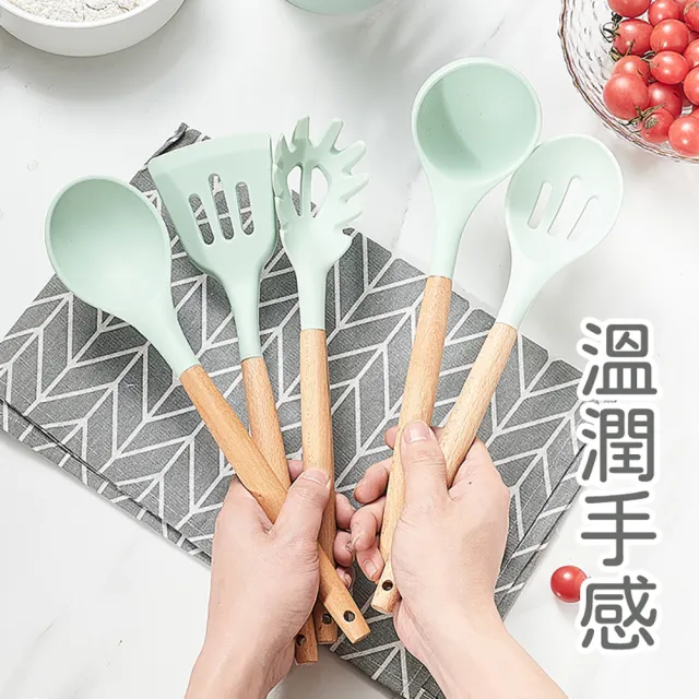 【沐日居家】矽膠廚具組 不沾鍋廚具組 廚房用具 烘焙料理(具 煎鏟 鍋鏟 湯勺)