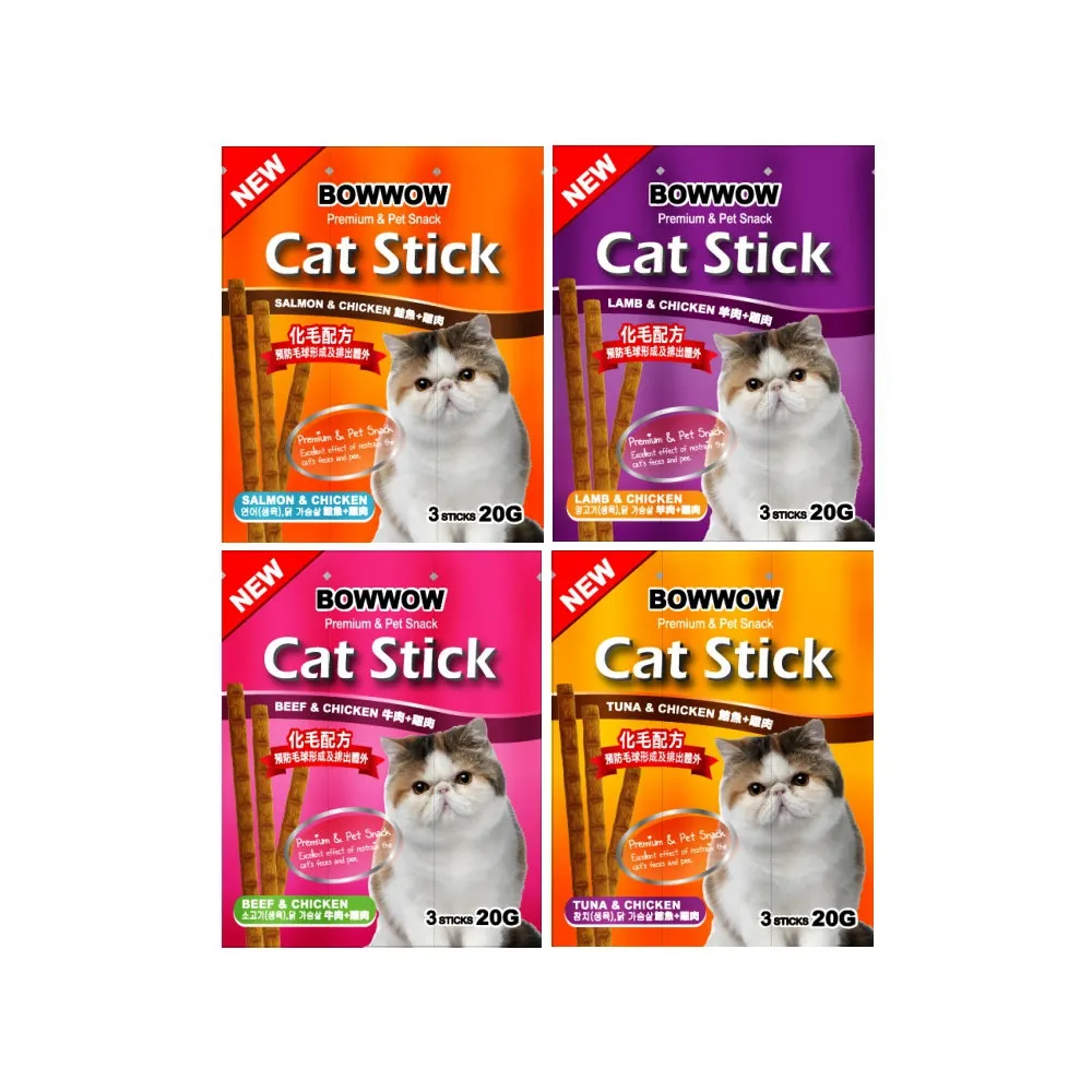 【BOWWOW】Cat Stick 貓咪化毛點心3pcse/20g(貓零食/貓肉條)