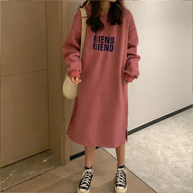 【Amirr 艾米爾】★連帽百搭懶人連身衛衣(女上衣/長袖/連衣裙)