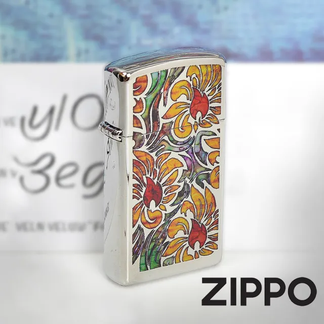 【Zippo官方直營】火焰花藝-窄版防風打火機(美國防風打火機)