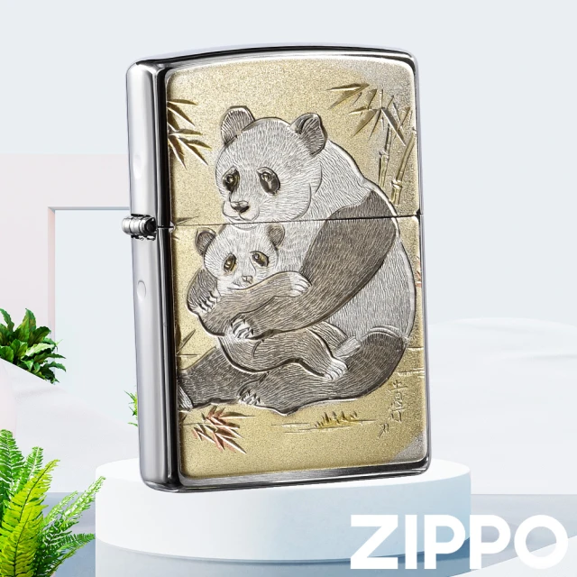 【Zippo官方直營】日本傳統風格-大小熊貓防風打火機(美國防風打火機)