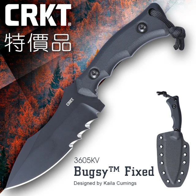 CRKT 特價品 Bugsy™半齒刃直刀(#3605KV)折