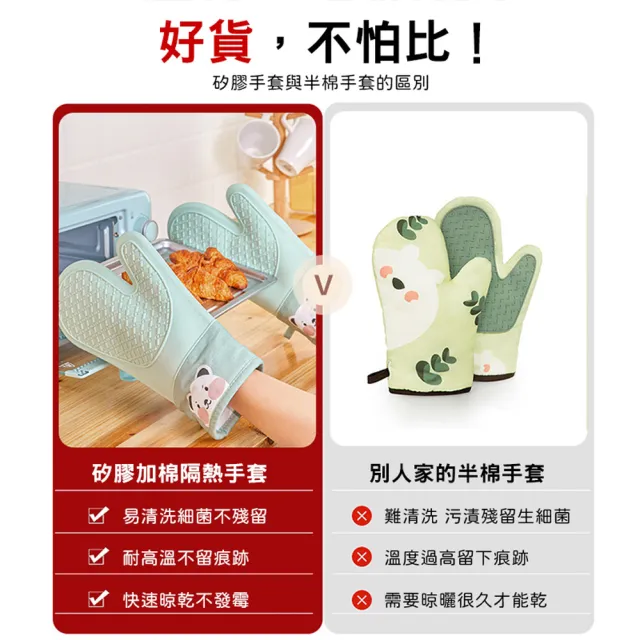 【UOLife】加長加厚  隔熱防燙手套-2入/組(耐熱 防水 止滑)
