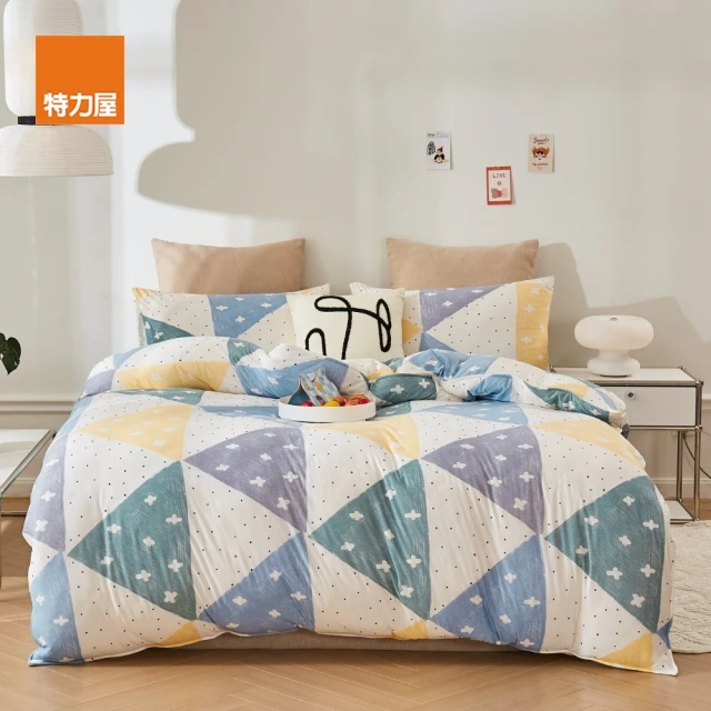 特力屋特力屋 針織印花雙人床包兩用被組-諾瓦幾何