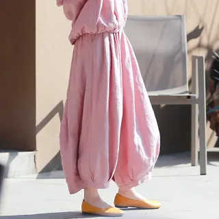 【初色】換季出清 垂順直筒燈籠寬褲長褲寬褲-粉色-67190(M-2XL可選/快速出貨)
