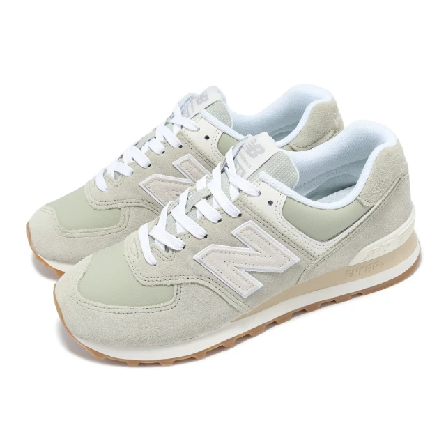 NEW BALANCE 休閒鞋 574 女鞋 綠 白 麂皮 