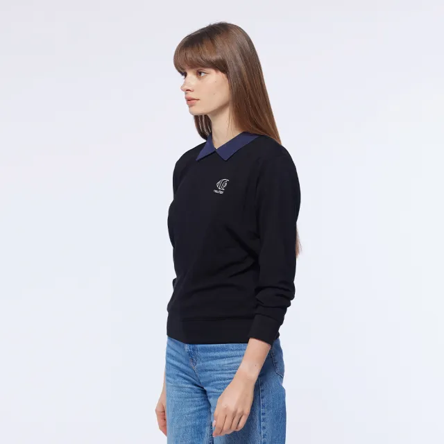 【NAUTICA】女裝 撞色衣領休閒POLO衫(深藍)